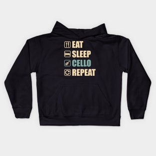 Eat Sleep Cello Repeat - Funny Cello Lovers Gift Kids Hoodie